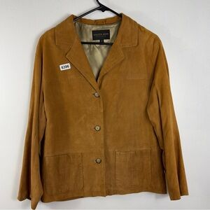 Golden bear sports wear medium genuine leather 20-1/2 p2p 25” length preowned